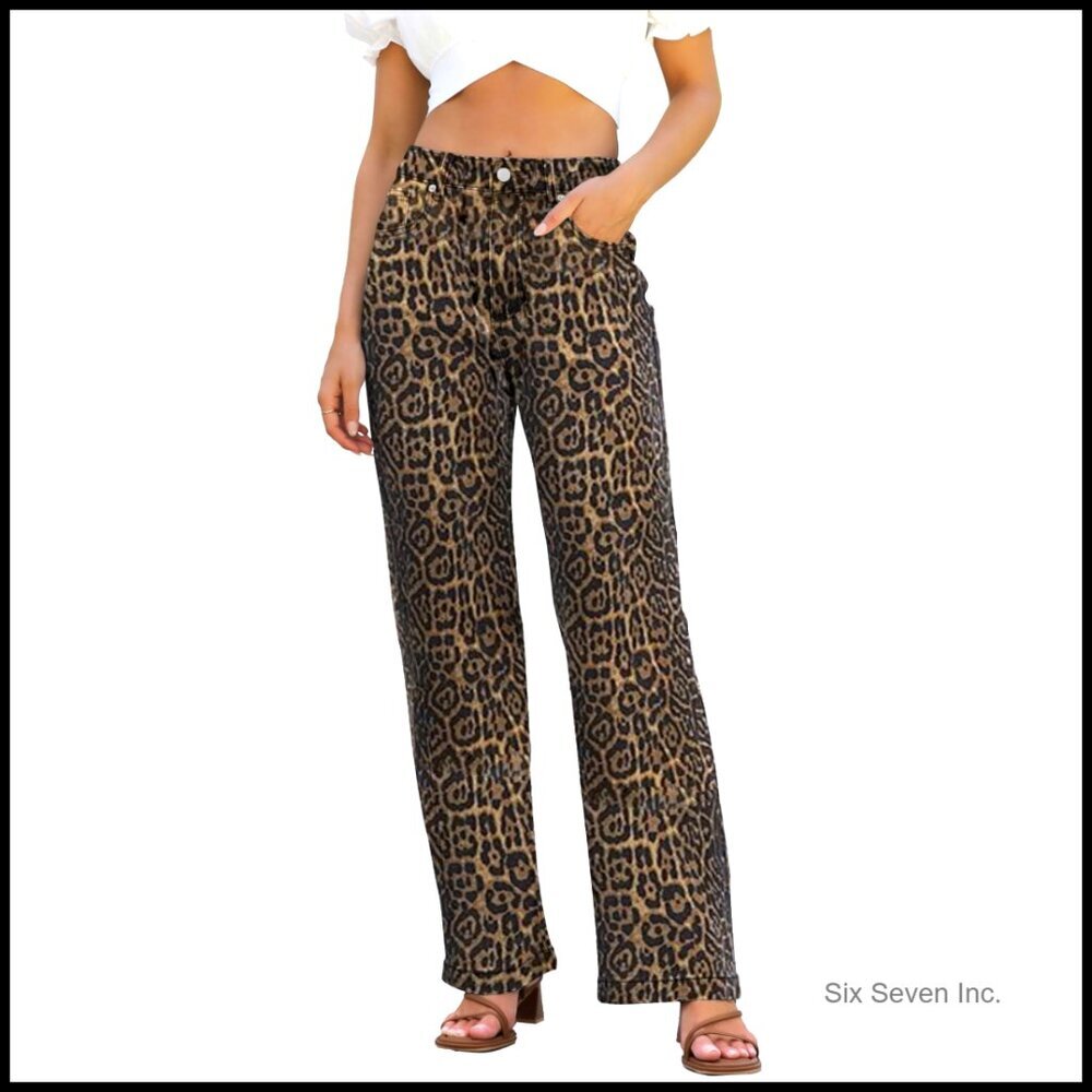 High Waisted Straight Leg Jeans with Tummy Control Stretchy Lightweight - Picture 1 of 6